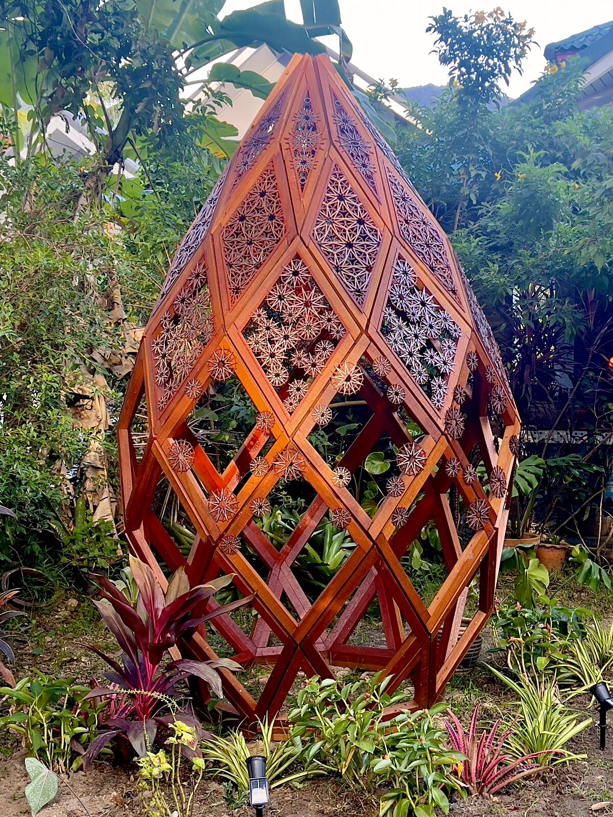 Eneagon pavilion — walk-in laser-cut wooden sculpture